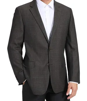 100% Wool Regular Fit 2 Button Blazer Glen Plaid in Brown