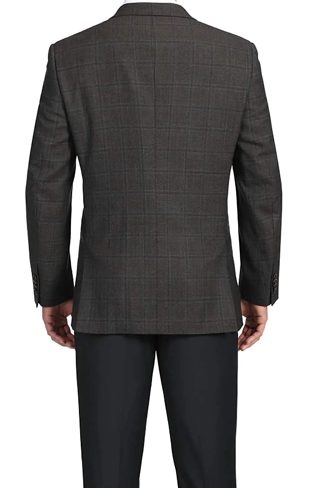 100% Wool Regular Fit 2 Button Blazer Glen Plaid in Brown