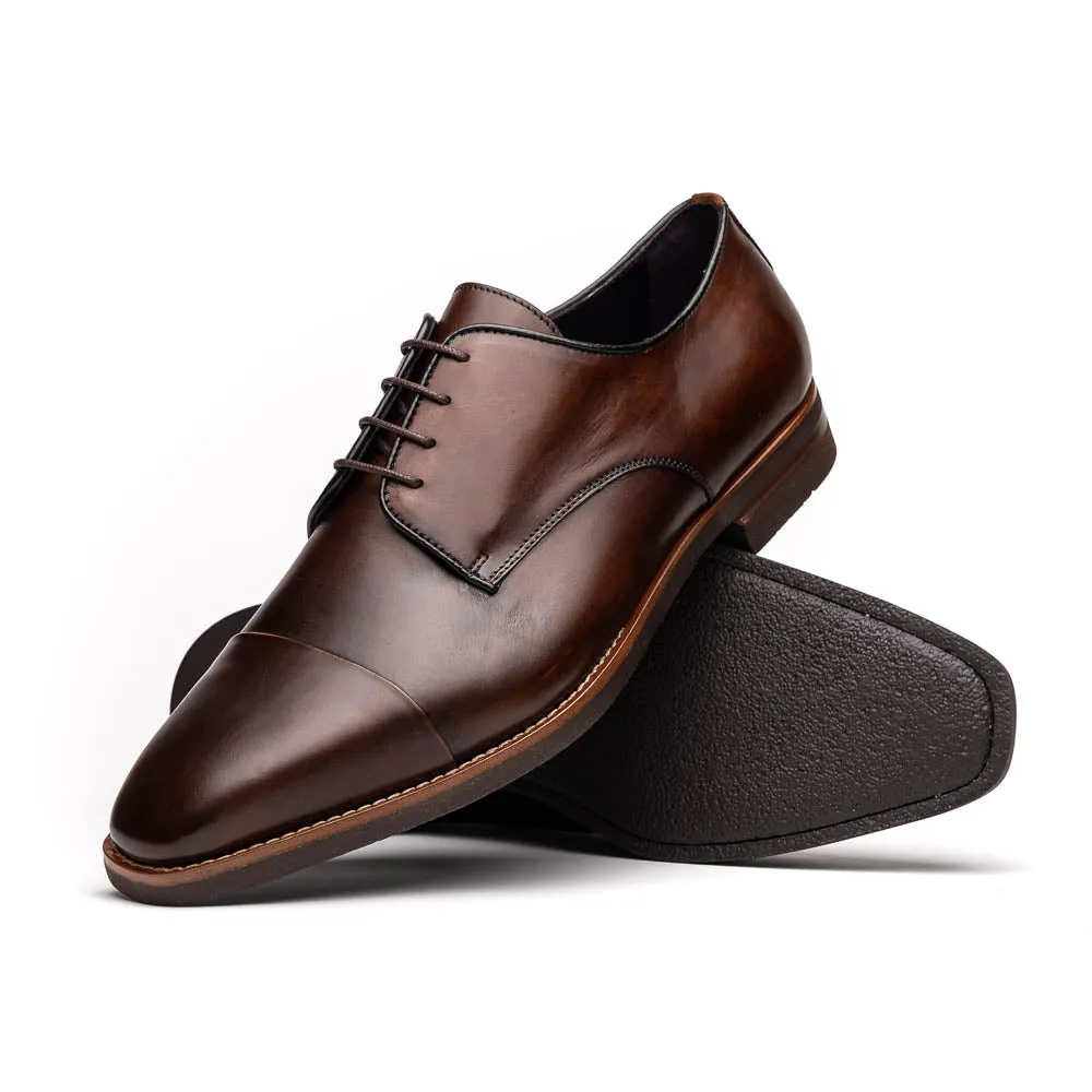 25-550-CST ENZO Italian Calfskin Cap Toe Chestnut