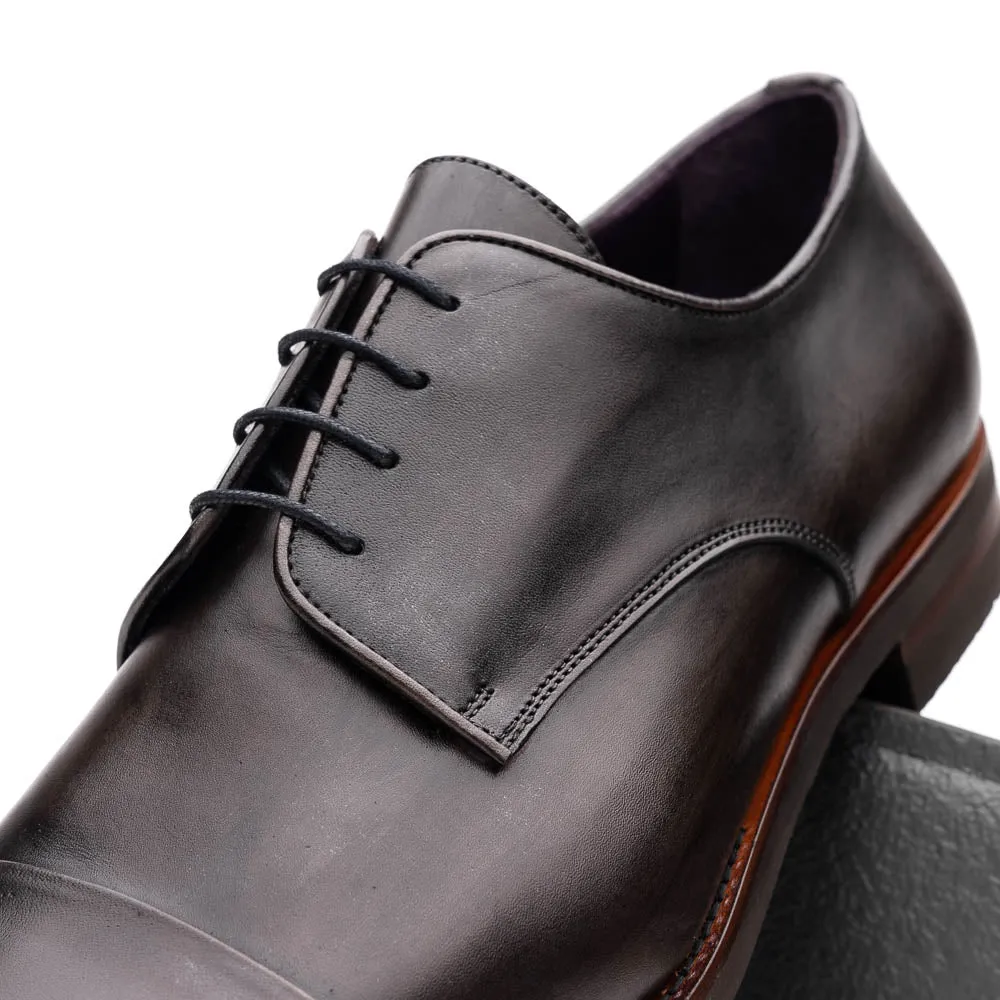 25-550-GRY ENZO Italian Calfskin Cap Toe Burnished Black