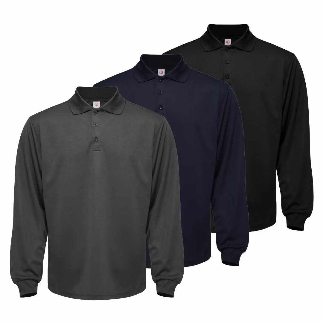 3 Pack Men's Long Sleeve Quick Dry Polo Shirts