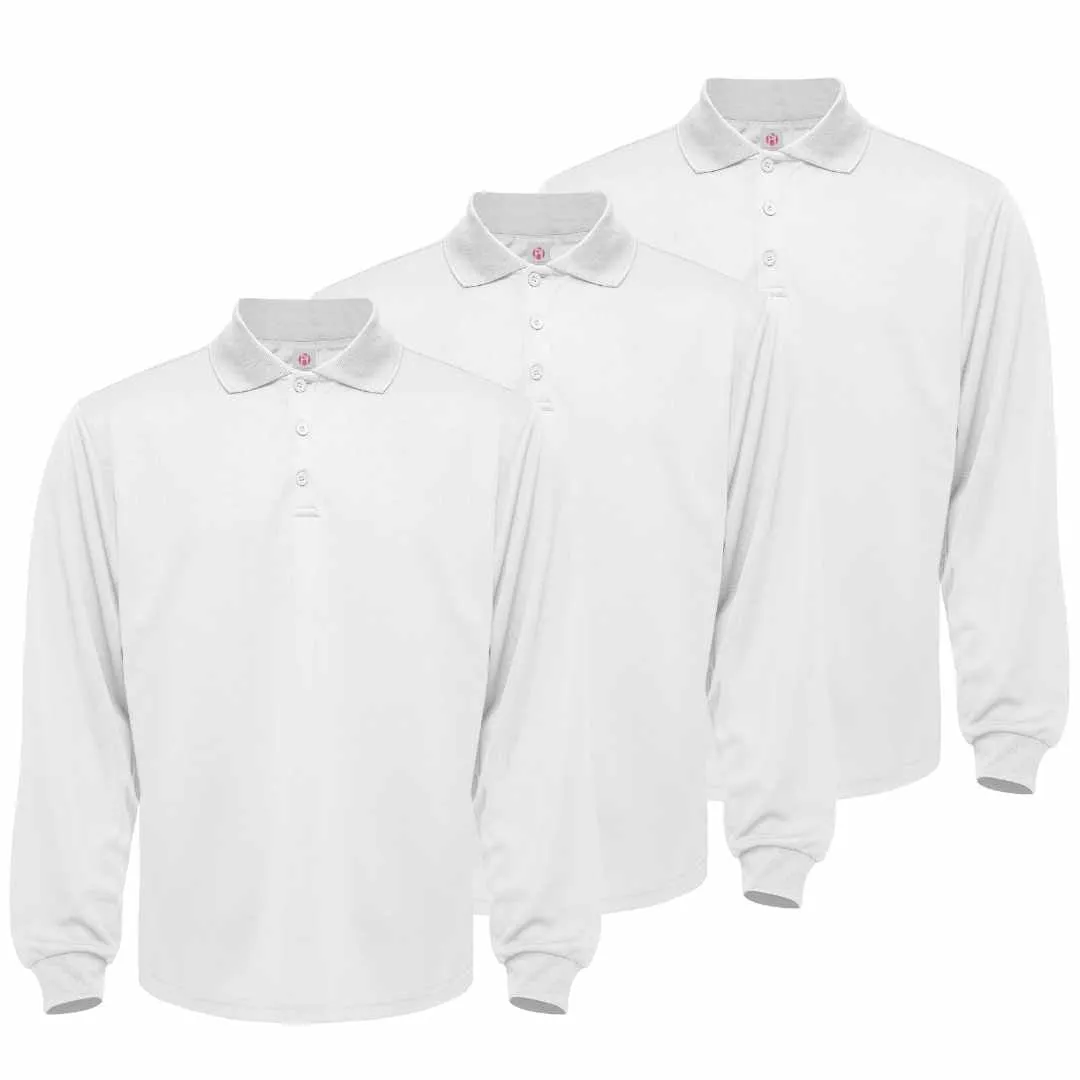 3 Pack Men's Long Sleeve Quick Dry Polo Shirts