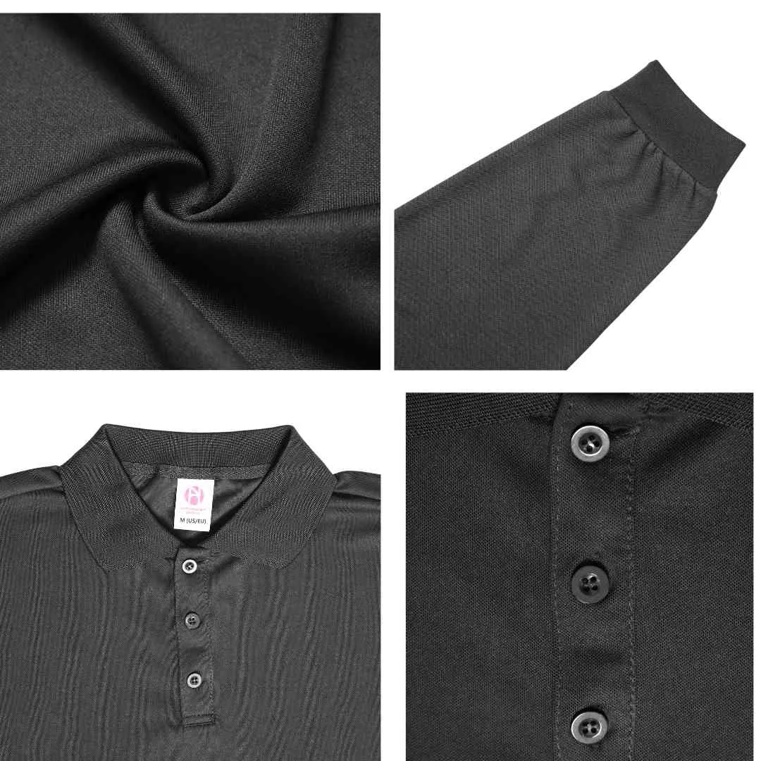 3 Pack Men's Long Sleeve Quick Dry Polo Shirts