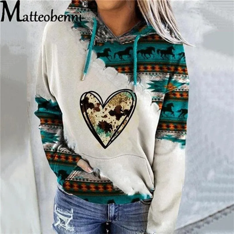 Aztec Print Lightweight Hoodie Women