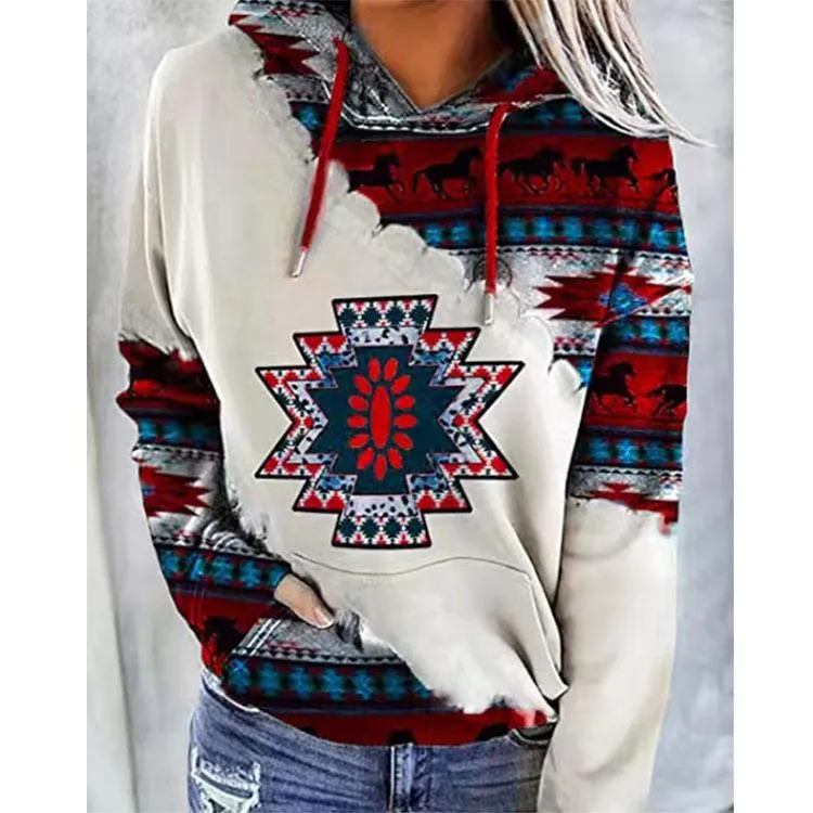 Aztec Print Lightweight Hoodie Women