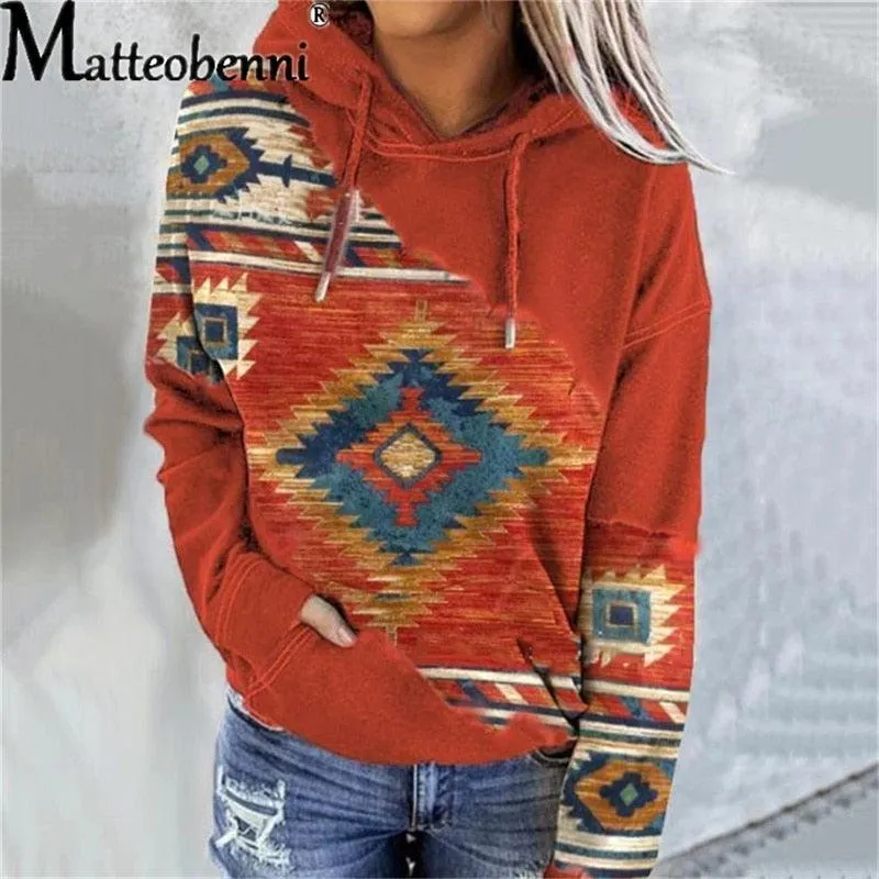 Aztec Print Lightweight Hoodie Women