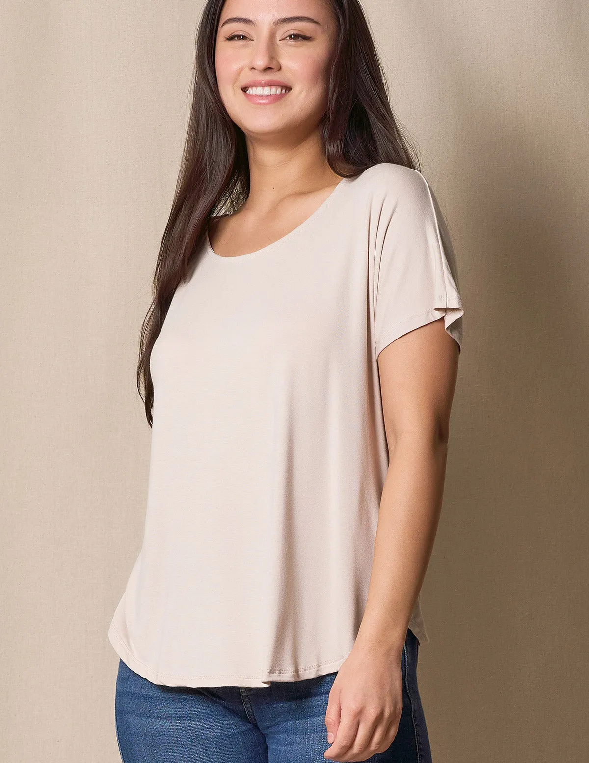 Bamboo Dolman Tee - Sandshell