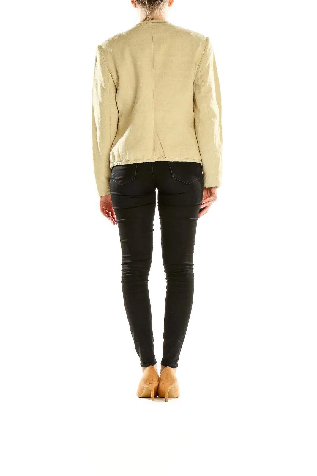 Beige Button-Front Lightweight Jacket