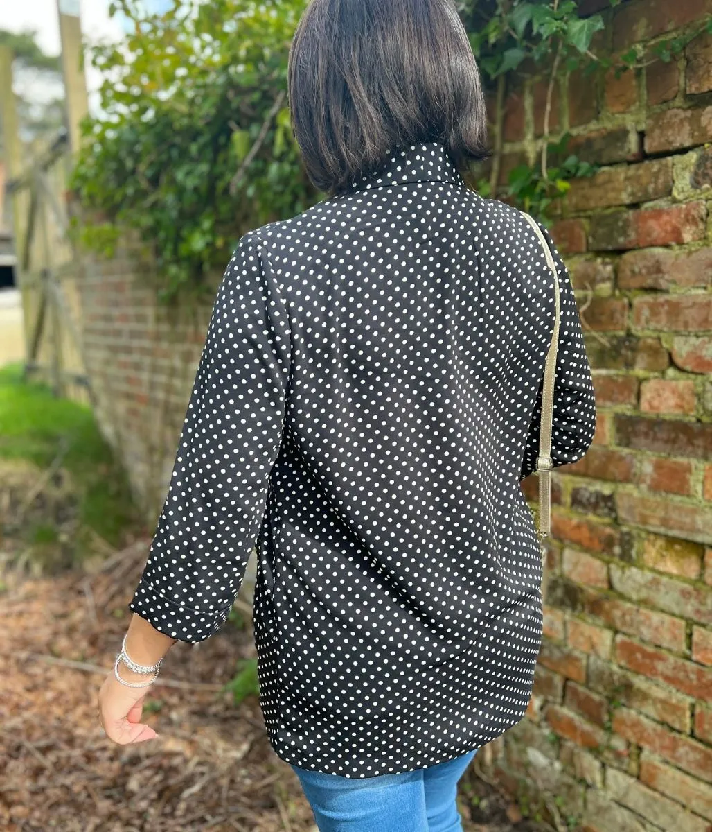 Black and White Polka Dot Lightweight Blazer