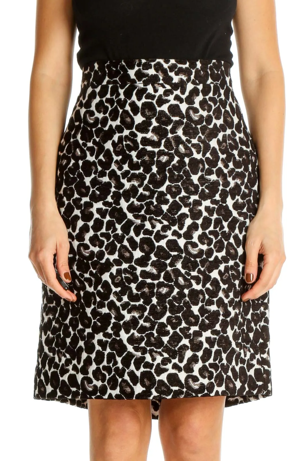 Black Printed Chic A-Line Skirt