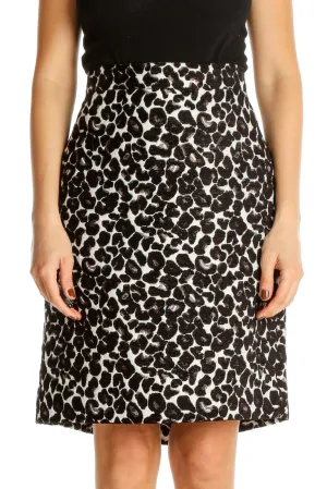 Black Printed Chic A-Line Skirt