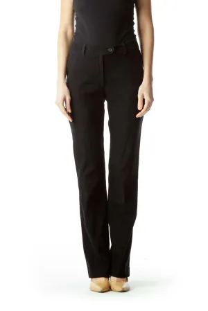 Black Soft Straight-Leg Slacks