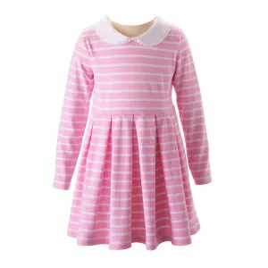 Breton Stripe Jersey Dress, Pink