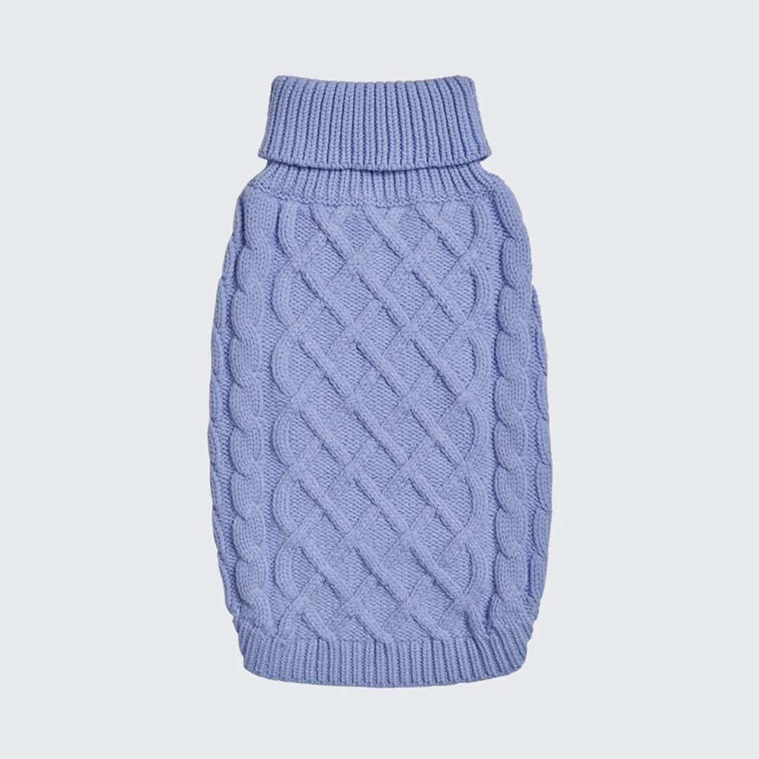 Cable Knit Dog Sweater - Blue