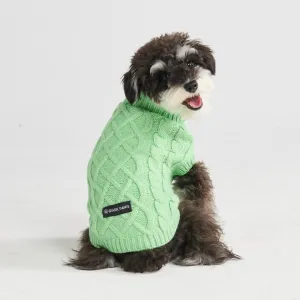 Cable Knit Dog Sweater - Mint Green