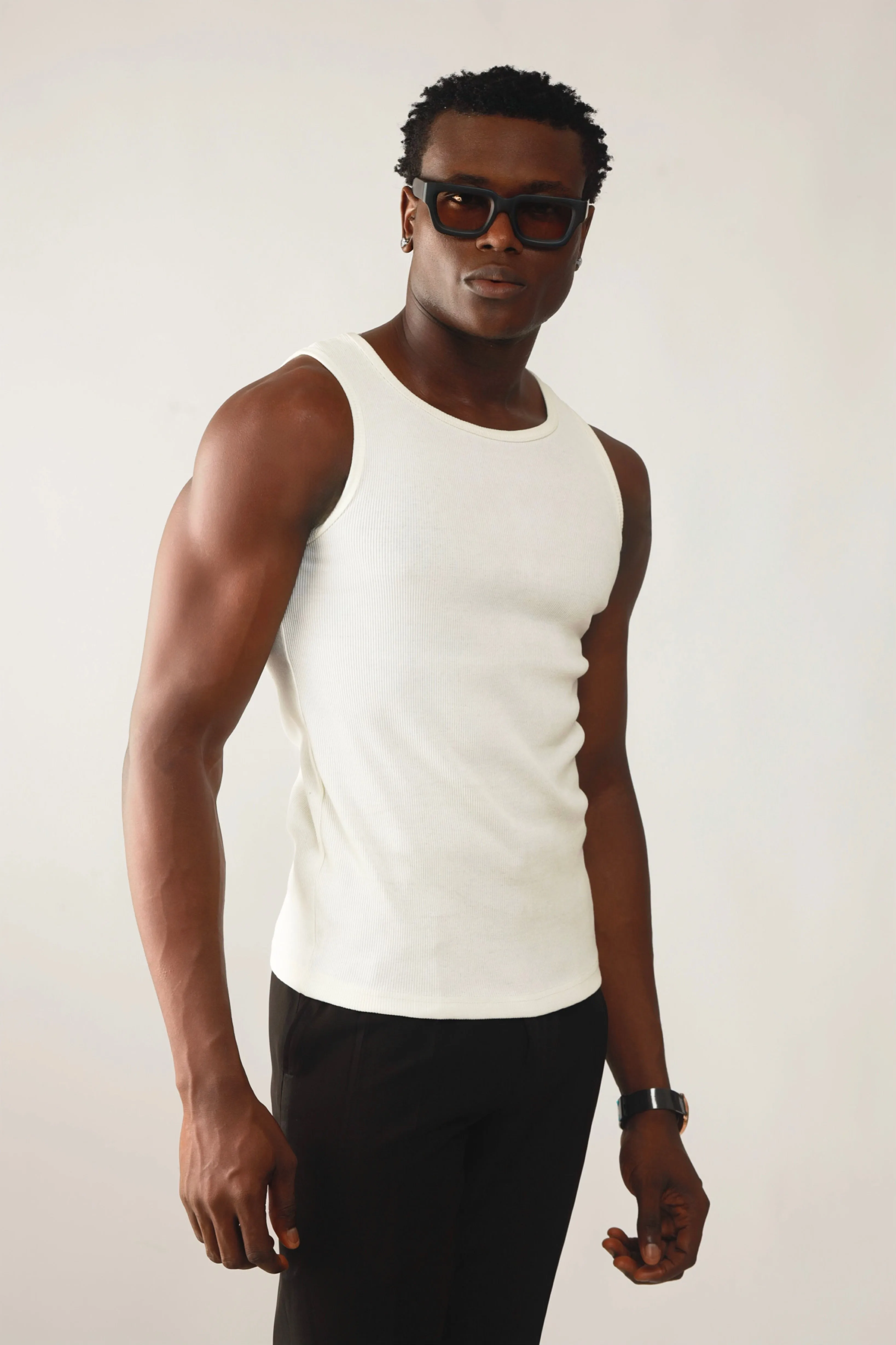 Calix Breathable Compression Tank Top (460G)(Premium Quality) - White