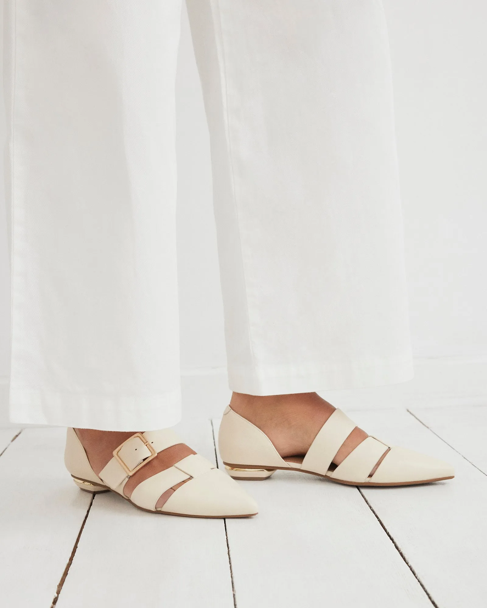 CARLA DRESS FLATS OFF WHITE LEATHER