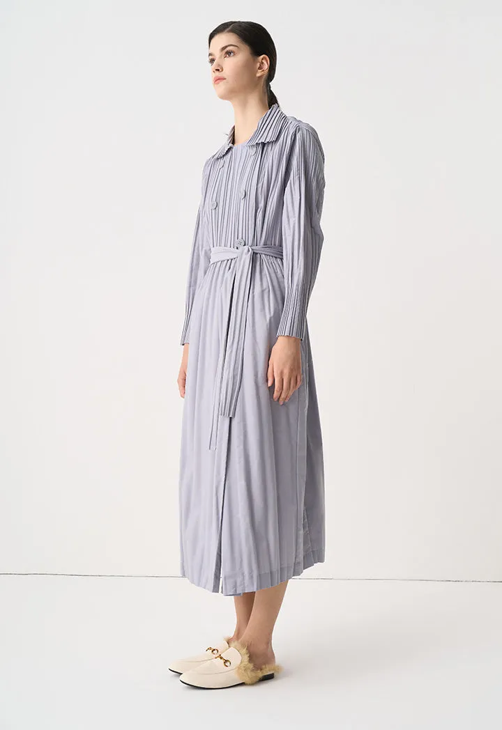 Choice Double Breasted Belted Maxi Jacket Grey