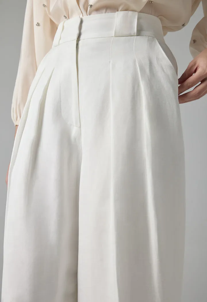 Choice Solid Wide Legs Trouser Off White