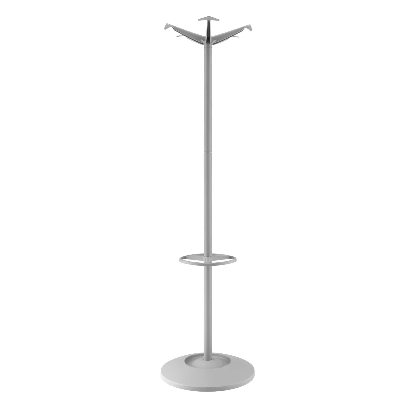 Coat & umbrella stand with 10 coat hooks and 8 umbrella hooks 1720mm high - grey