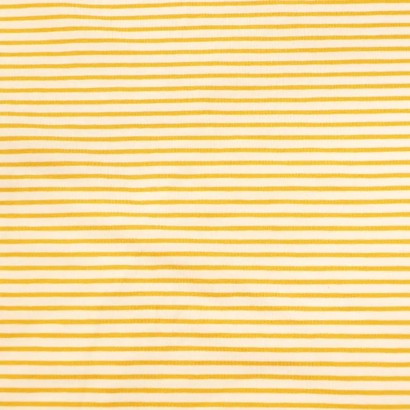 Cotton Stripe Jersey - Daffodil Yellow and Ecru Stripe