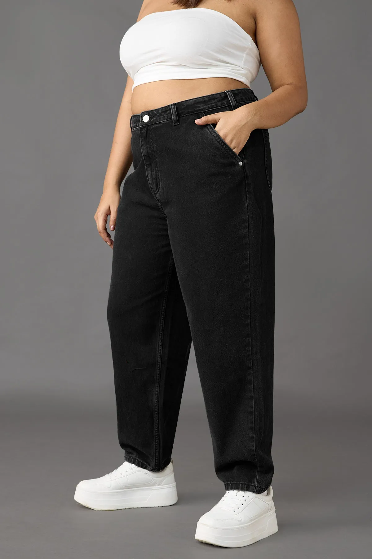 Curve Soft Slouchy Fit Black Jeans