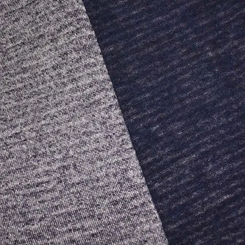 Deep Navy/Multi Wool Blend Brushed Pile Stripe Sweater Knit Fabric