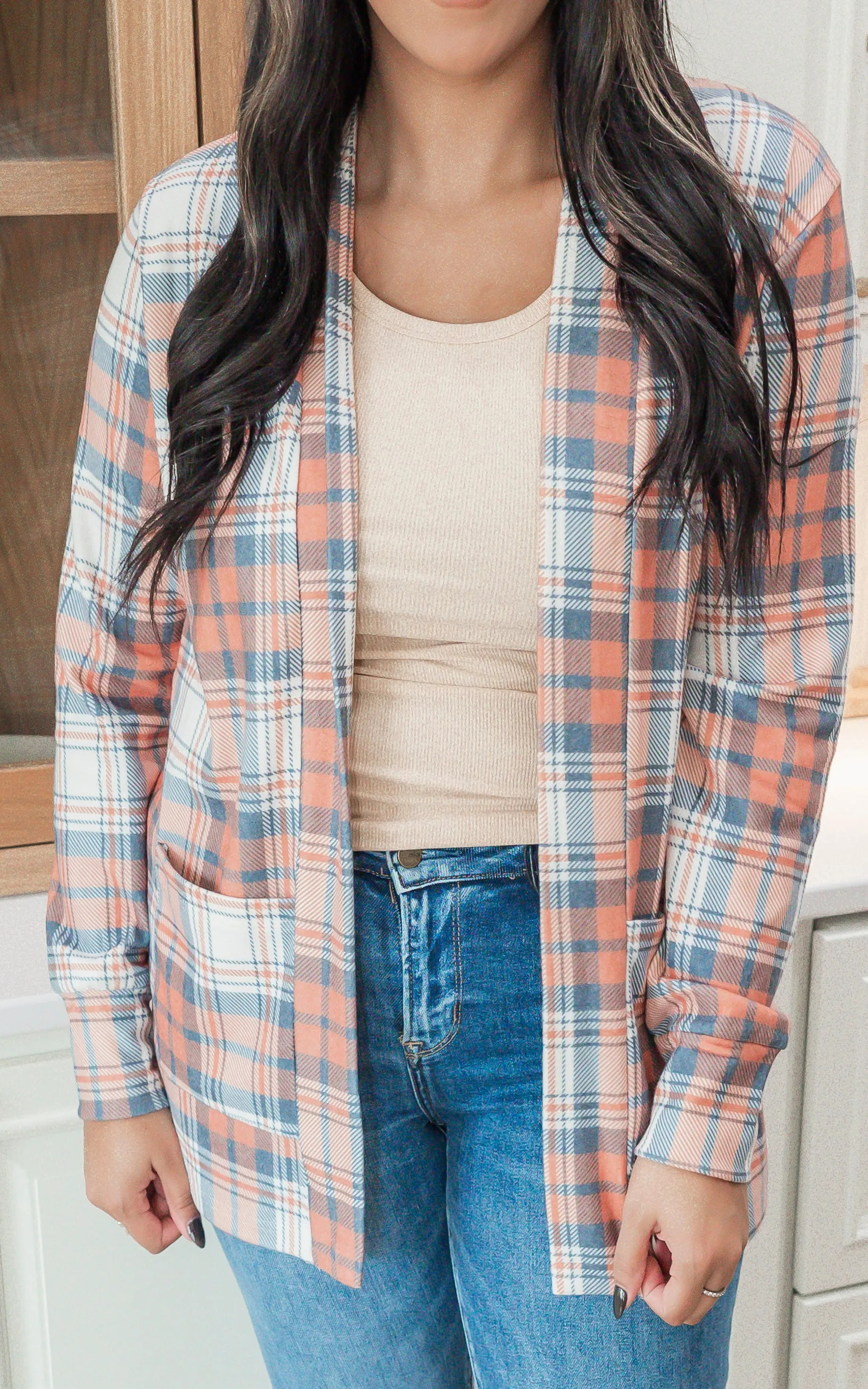 Forever Favorite Plaid Cardigan in Orange Blue Cream #4 | Salty Wave**Start Ship Date: Nov 29th**DEAL*