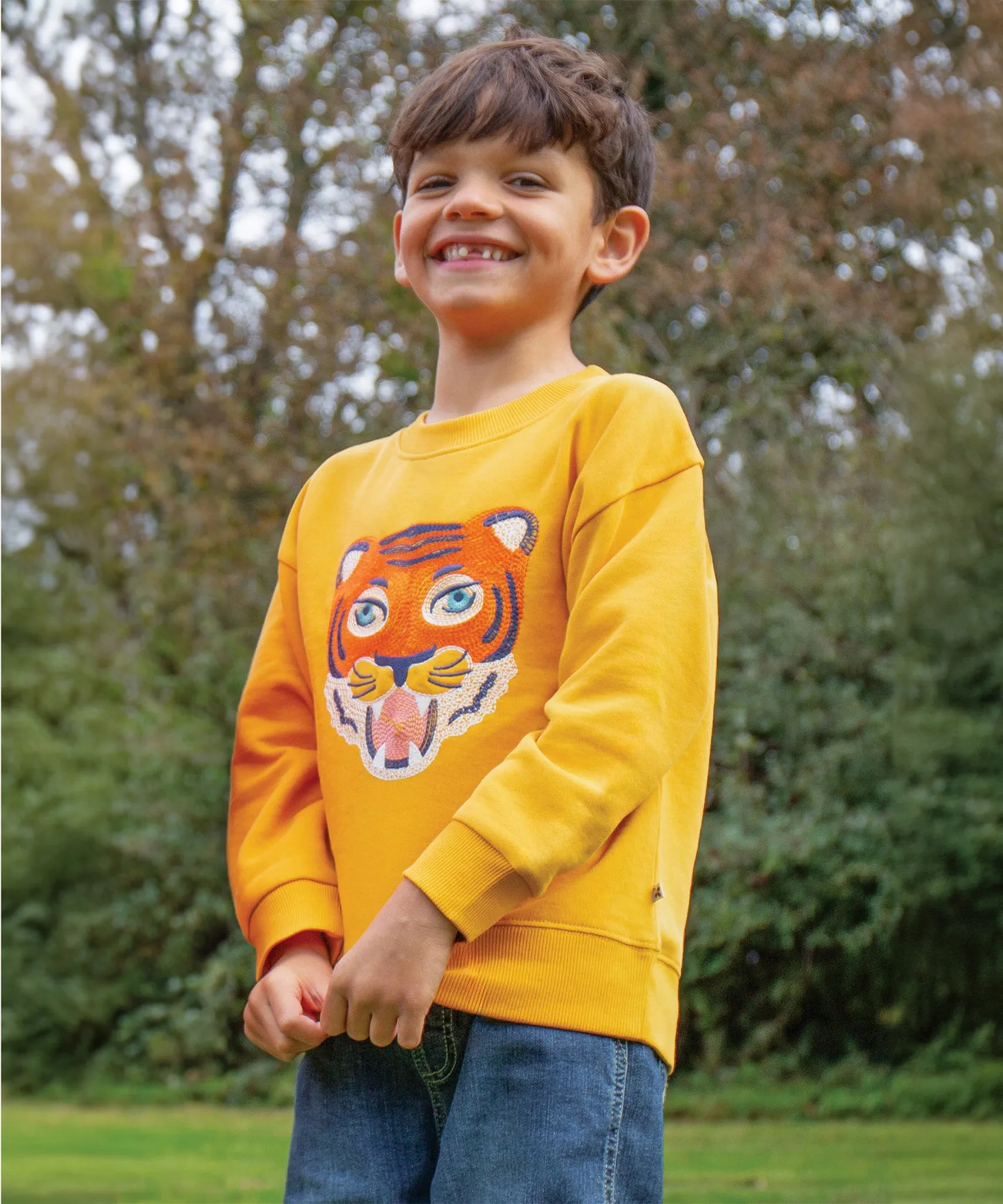 Frugi Superb Stitched Sweatshirt - Gold/Tiger