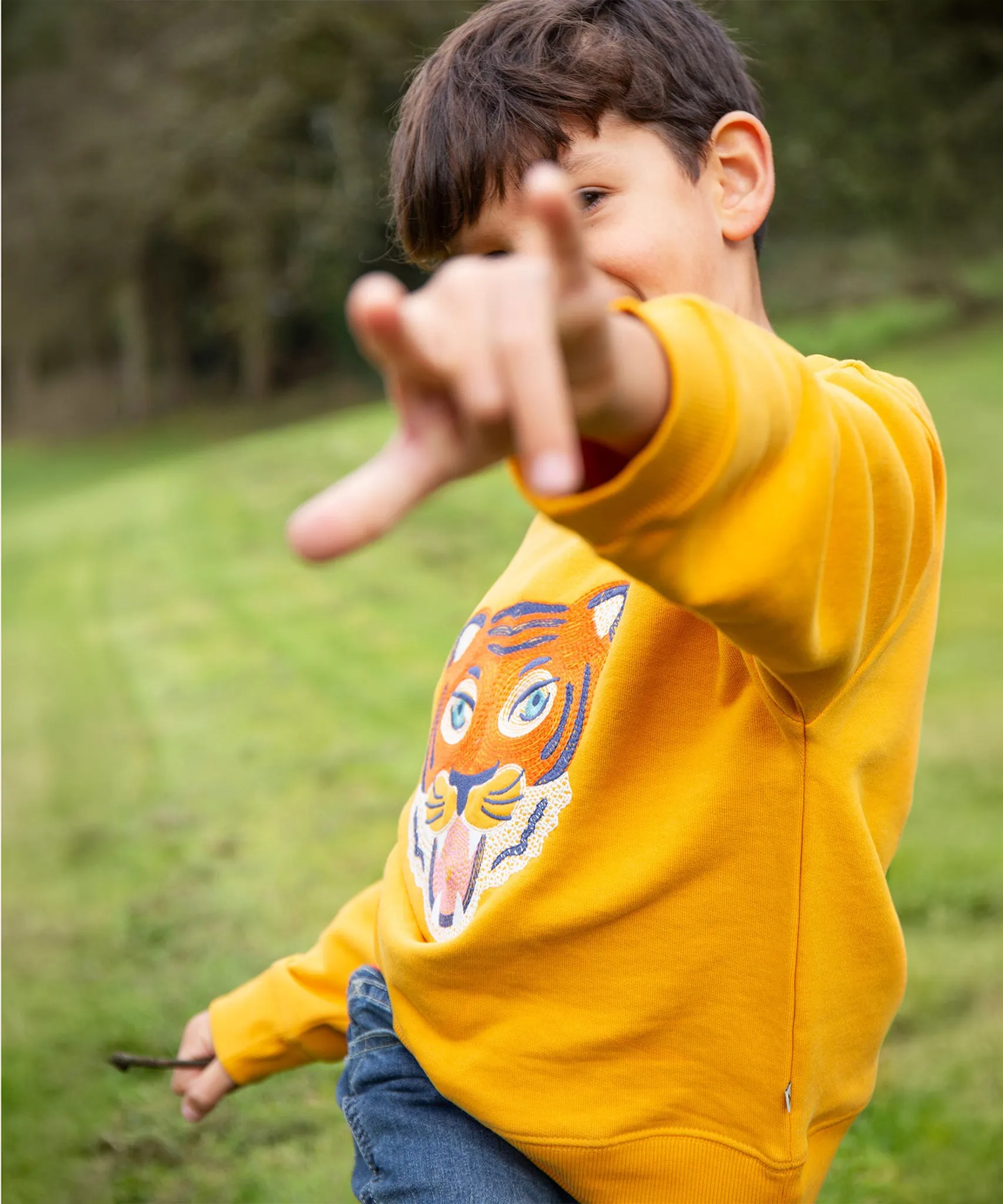 Frugi Superb Stitched Sweatshirt - Gold/Tiger