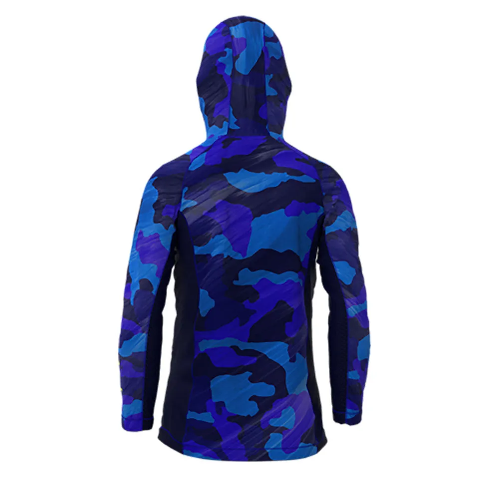 FXR Attack UPF PO Hoodie Blue Camo/HiVis