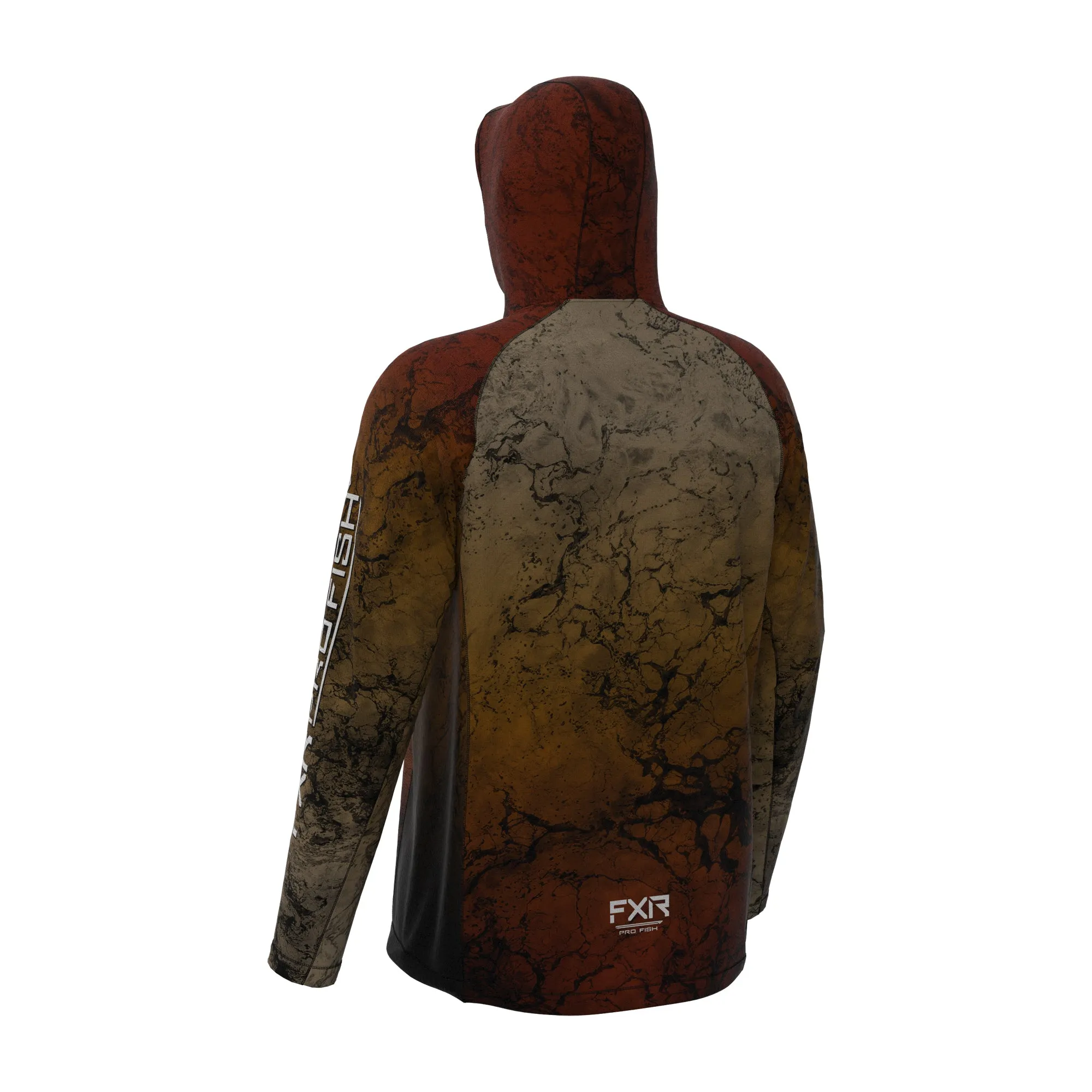 FXR Mens Derby UPF Pullover Hoodie Rust Ripple Red