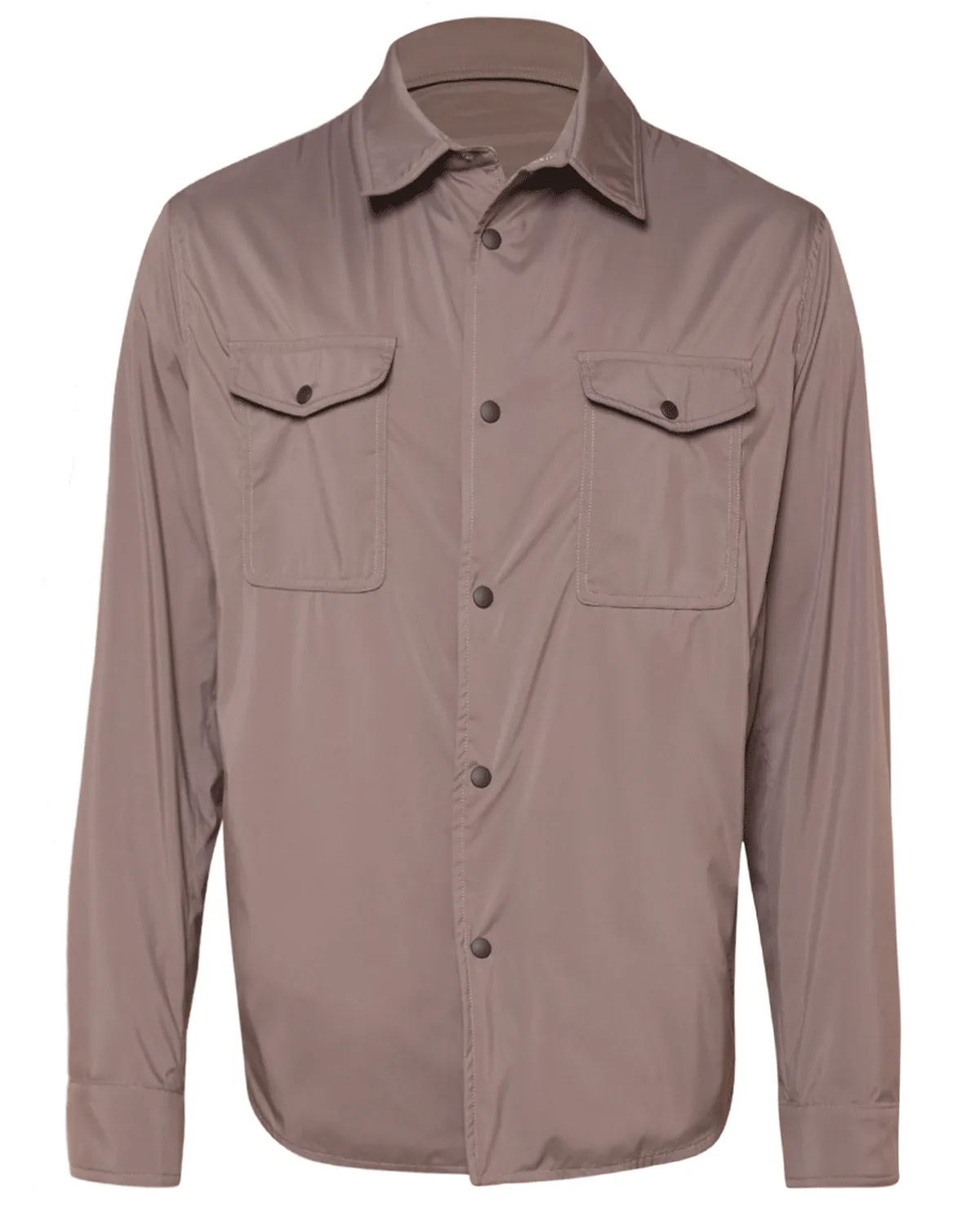 Grey Lightweight Nylon Shirt Jacket