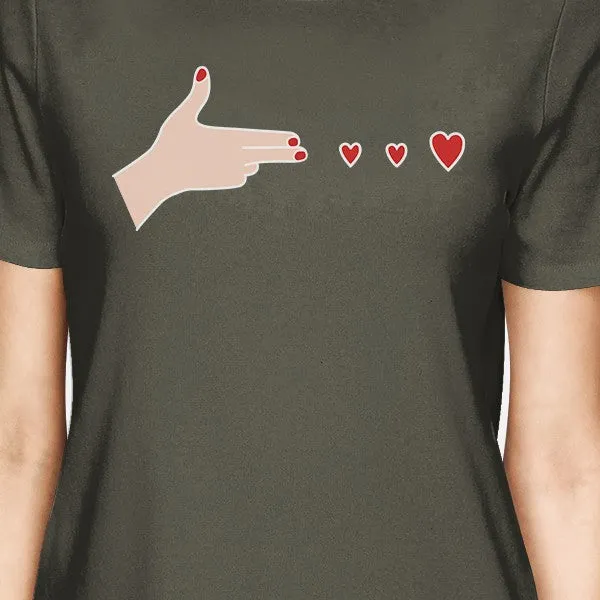 Gun Hands With Hearts BFF Matching Dark Grey Shirts