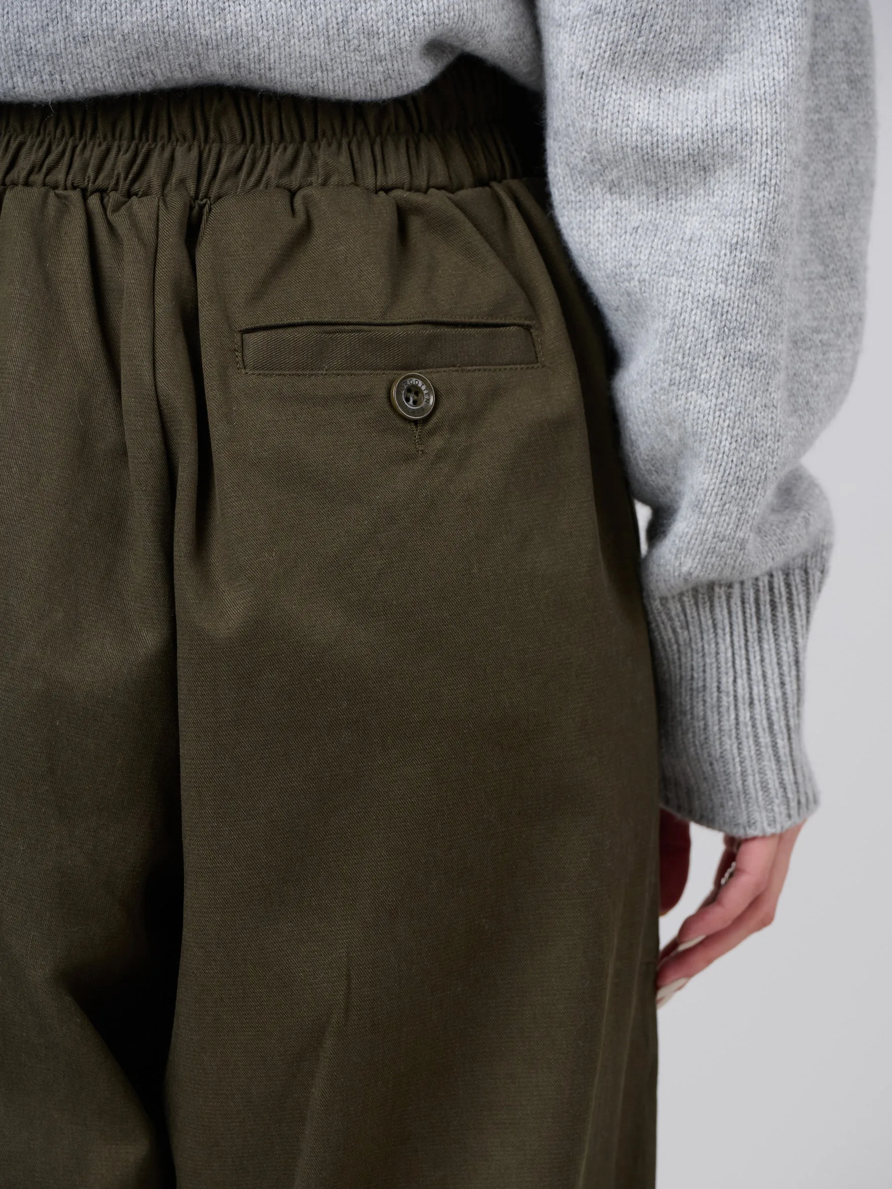 Heavyweight Tencel® Cotton Cropped Barrel Leg Trousers