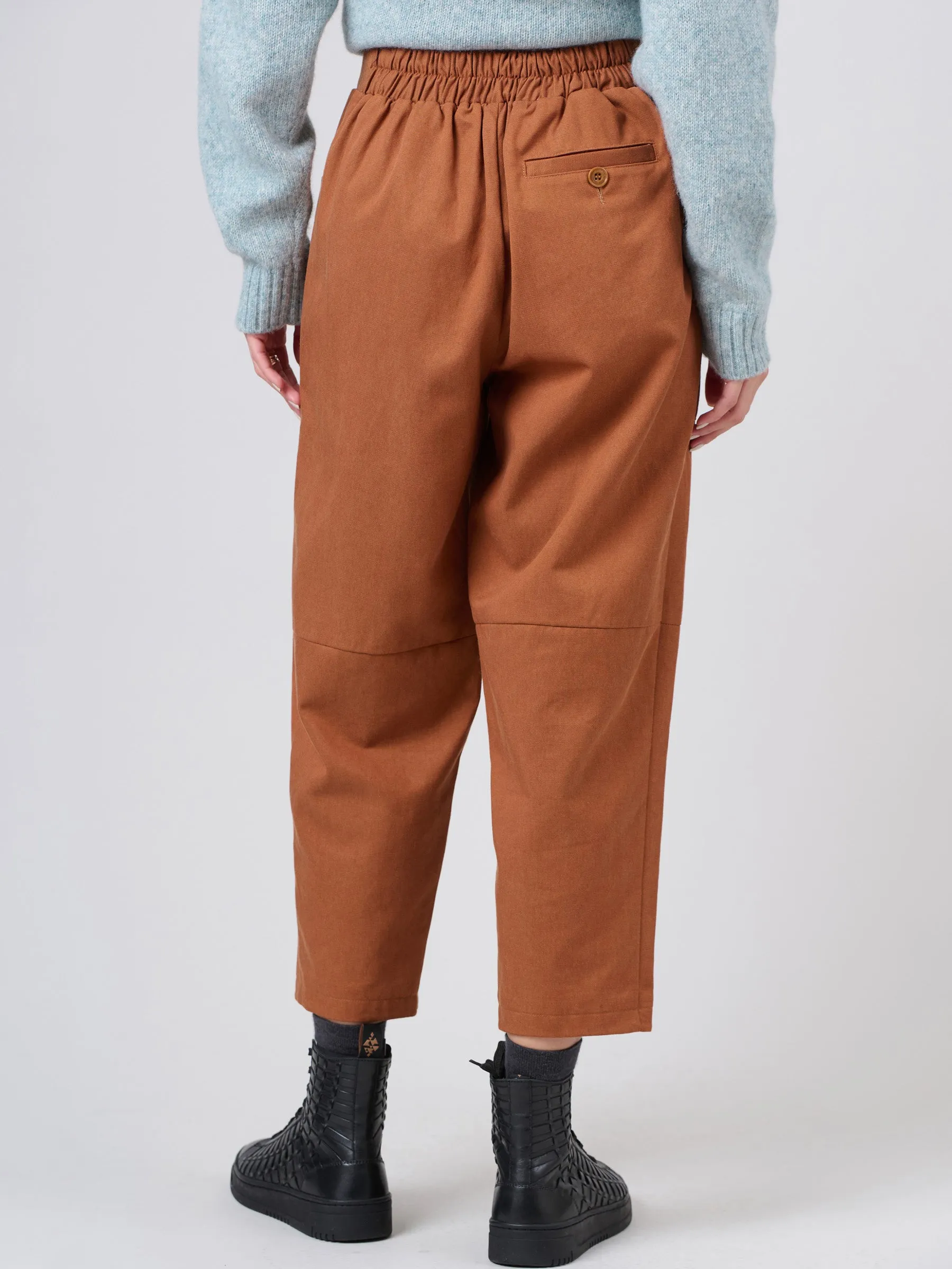 Heavyweight Tencel® Cotton Cropped Barrel Leg Trousers