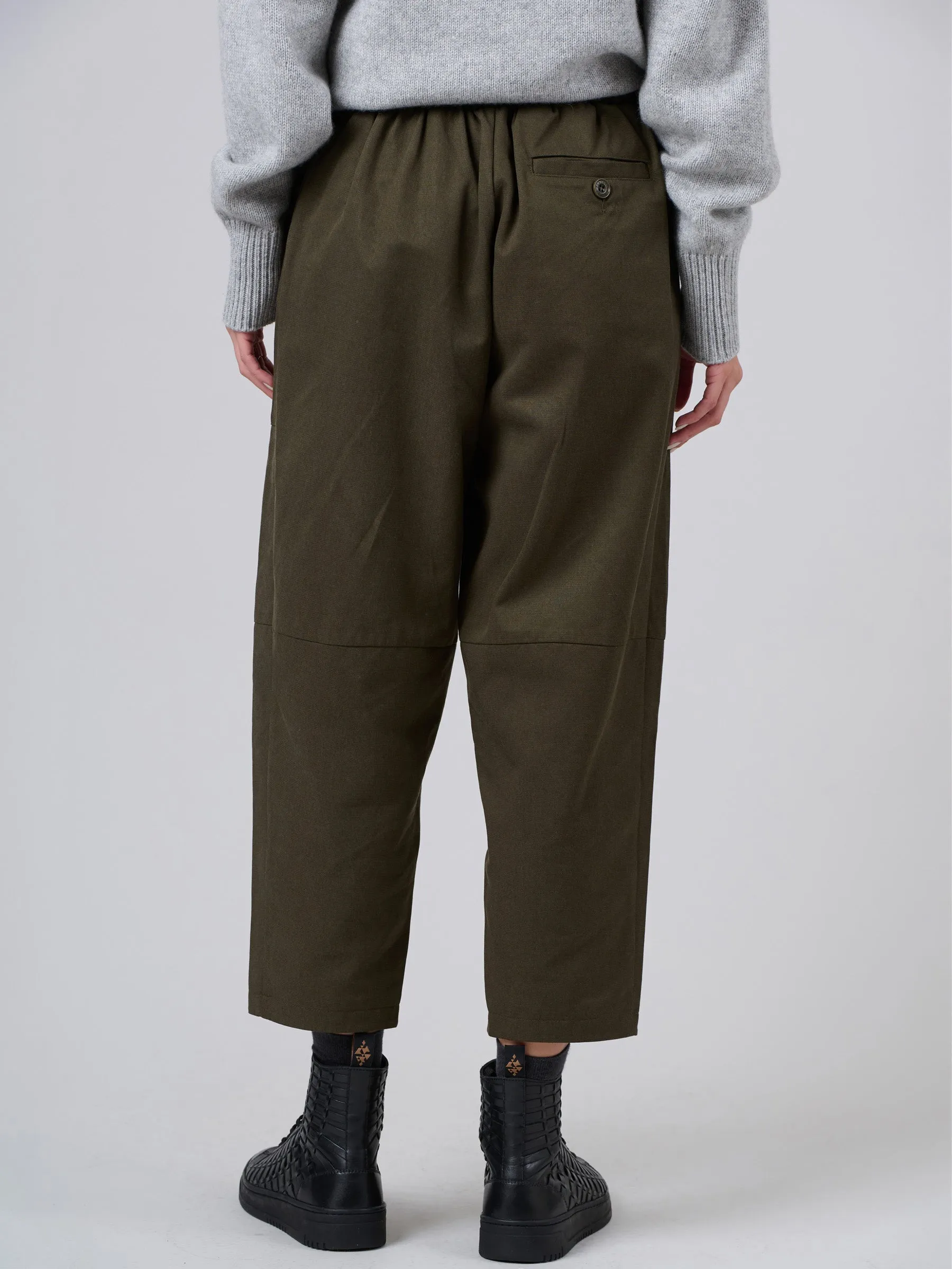 Heavyweight Tencel® Cotton Cropped Barrel Leg Trousers