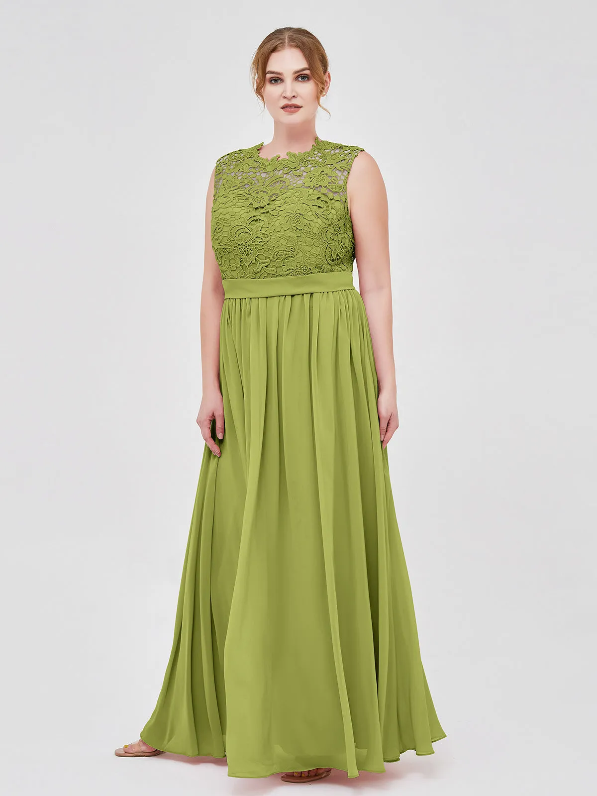 Illusion Neck Chiffon and Lace Dresses Clover