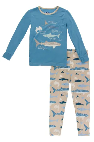 KicKee Pants Burlap Sharks L/S Pajama Set