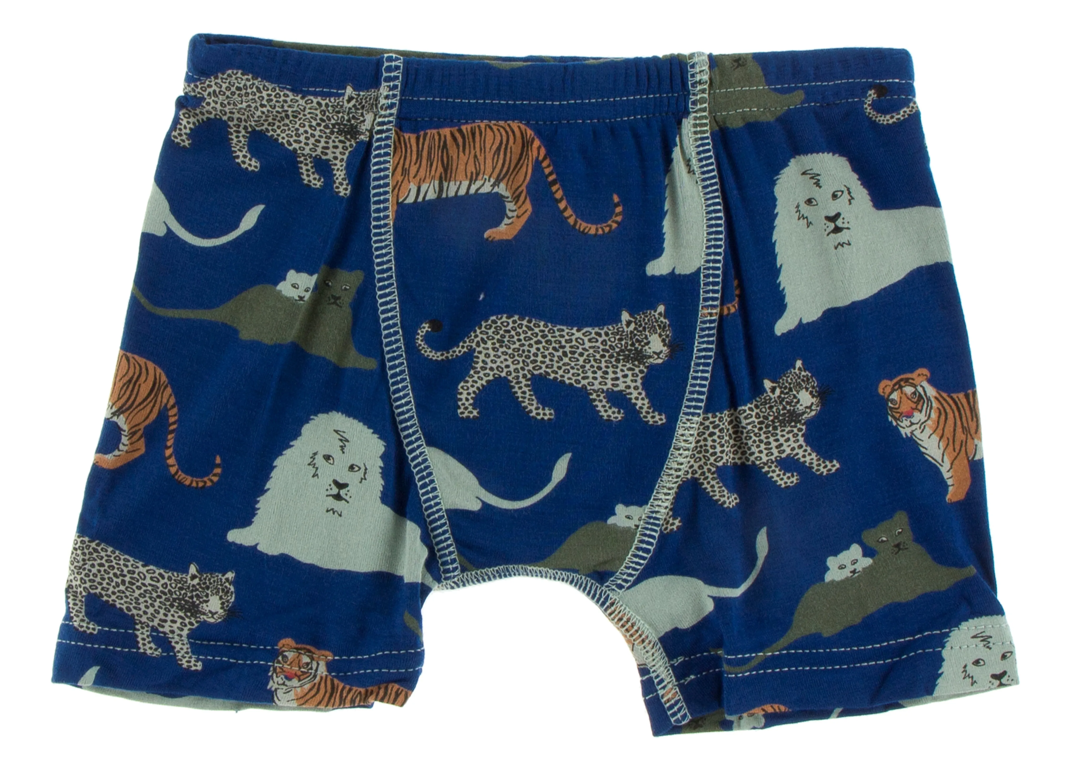 KicKee Pants Flag Blue Big Cats & Zoology Stripe Boys Boxer Brief Set