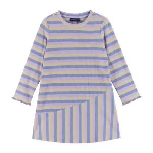 Kids Knit Asymmetrical Stripes Dress | Mauve Purple