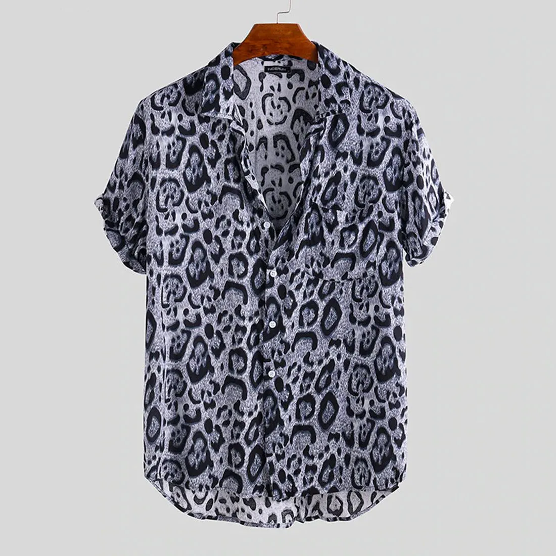 Leopard Print Men Shirt - Black