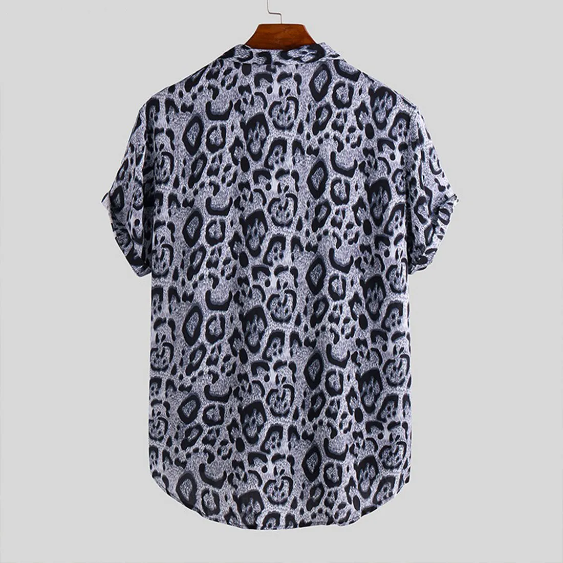 Leopard Print Men Shirt - Black