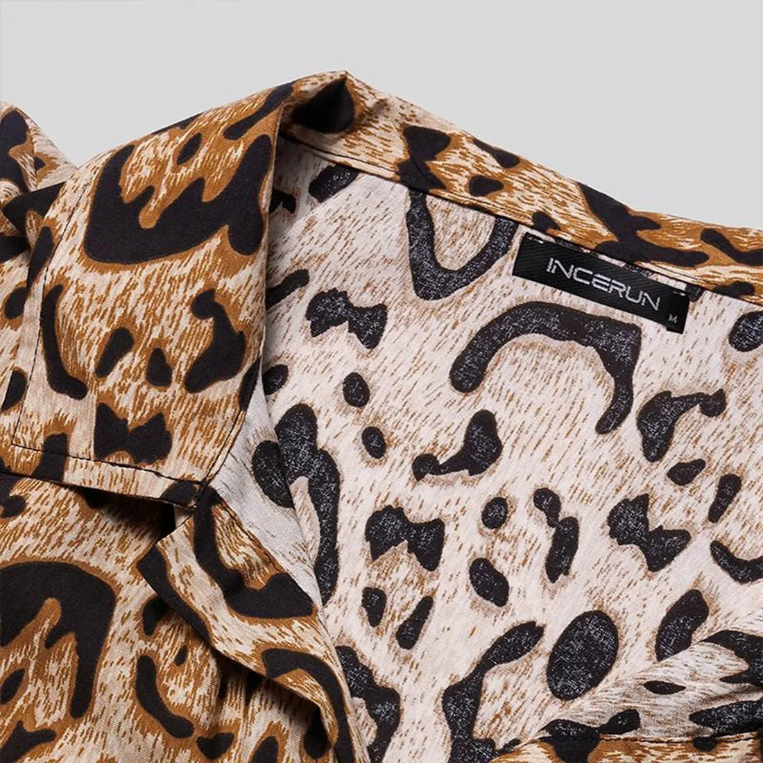 Leopard Print Men Shirt - Brown