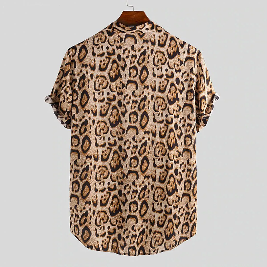 Leopard Print Men Shirt - Brown