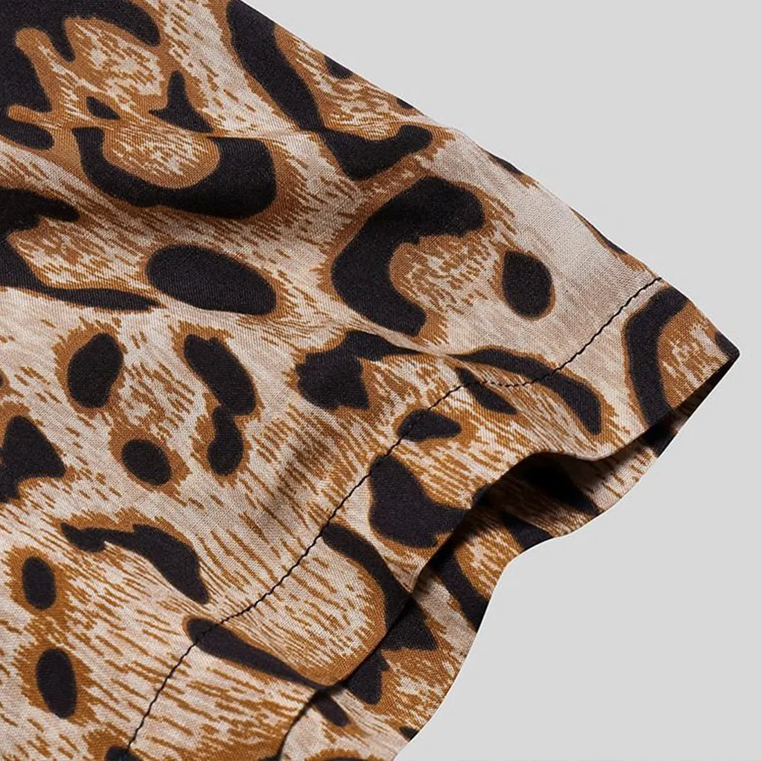 Leopard Print Men Shirt - Brown