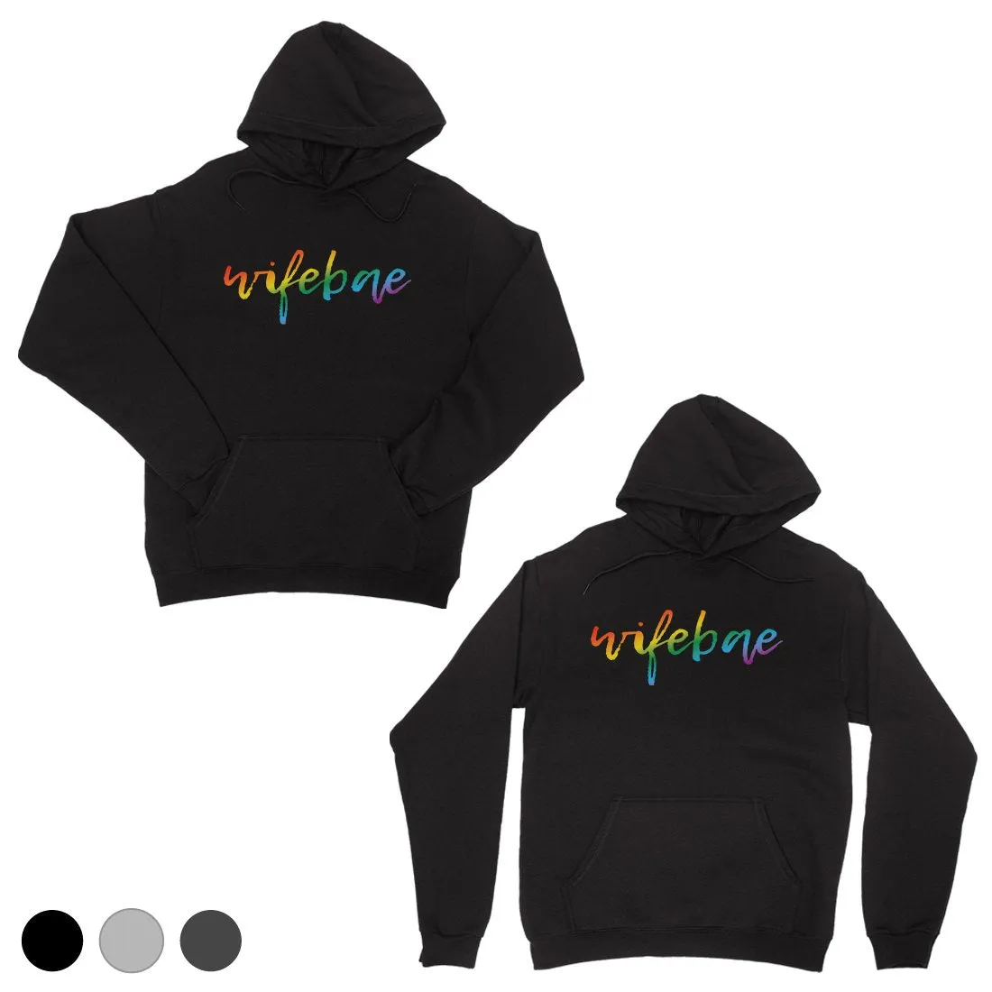 LGBT Wifebae Wifebae Rainbow Black Matching Couple Hoodies