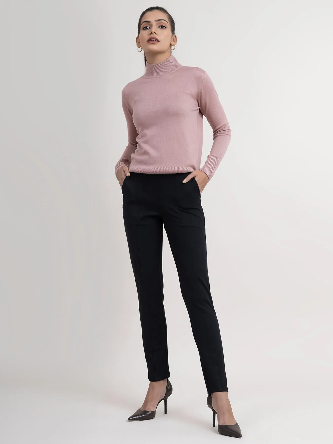 LivSoft Band Neck Sweater - Dusty Pink