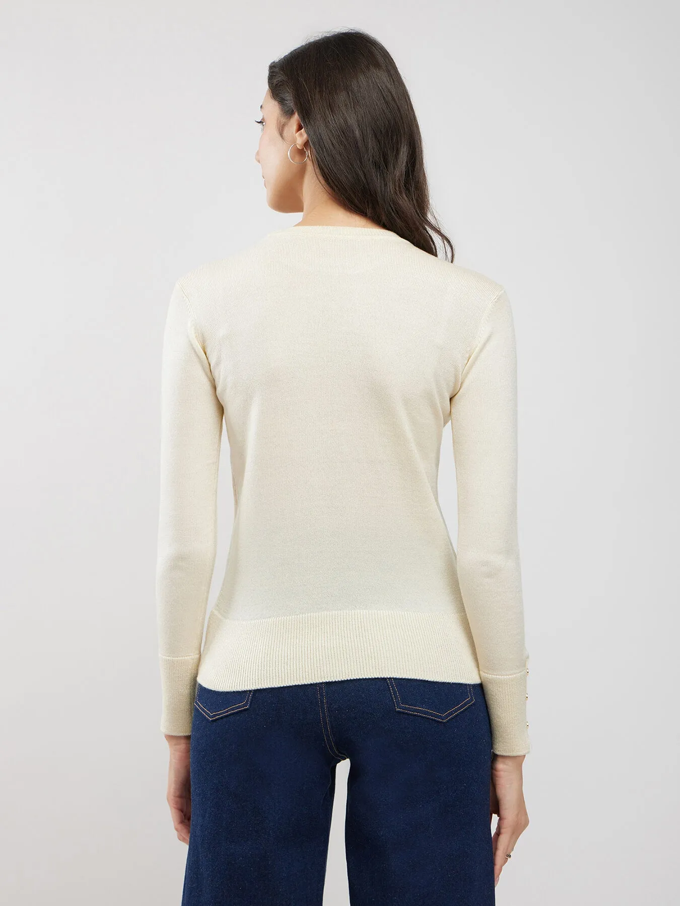 LivSoft Button Detail Sweater - Off White