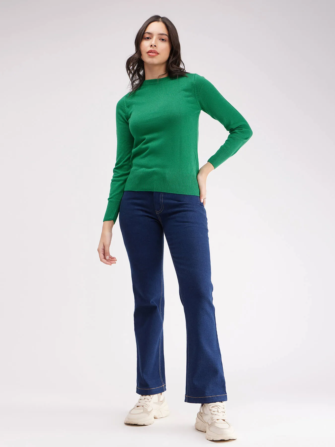 LivSoft Round Neck Sweater - Bottega Green